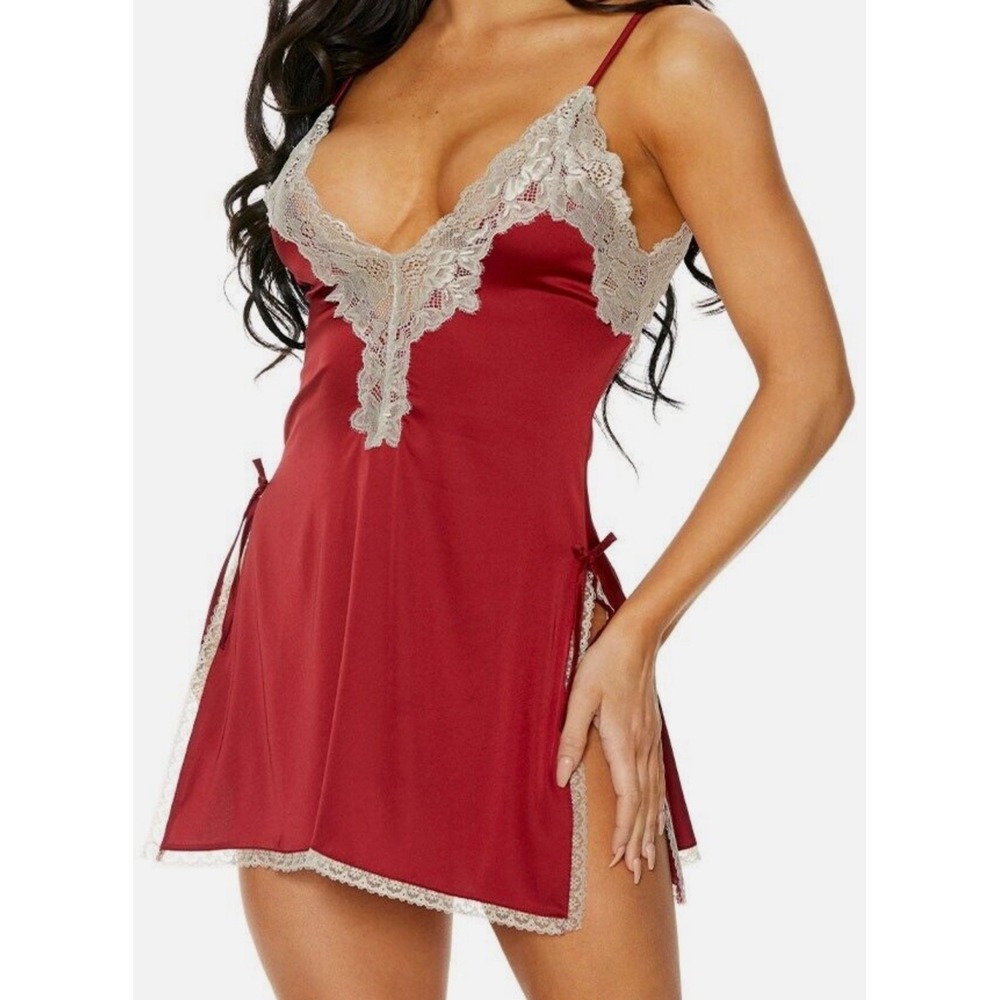 Shirley of Hollywood Large Burgundy Chemise Style Babydoll Lingerie Sexy SS1046